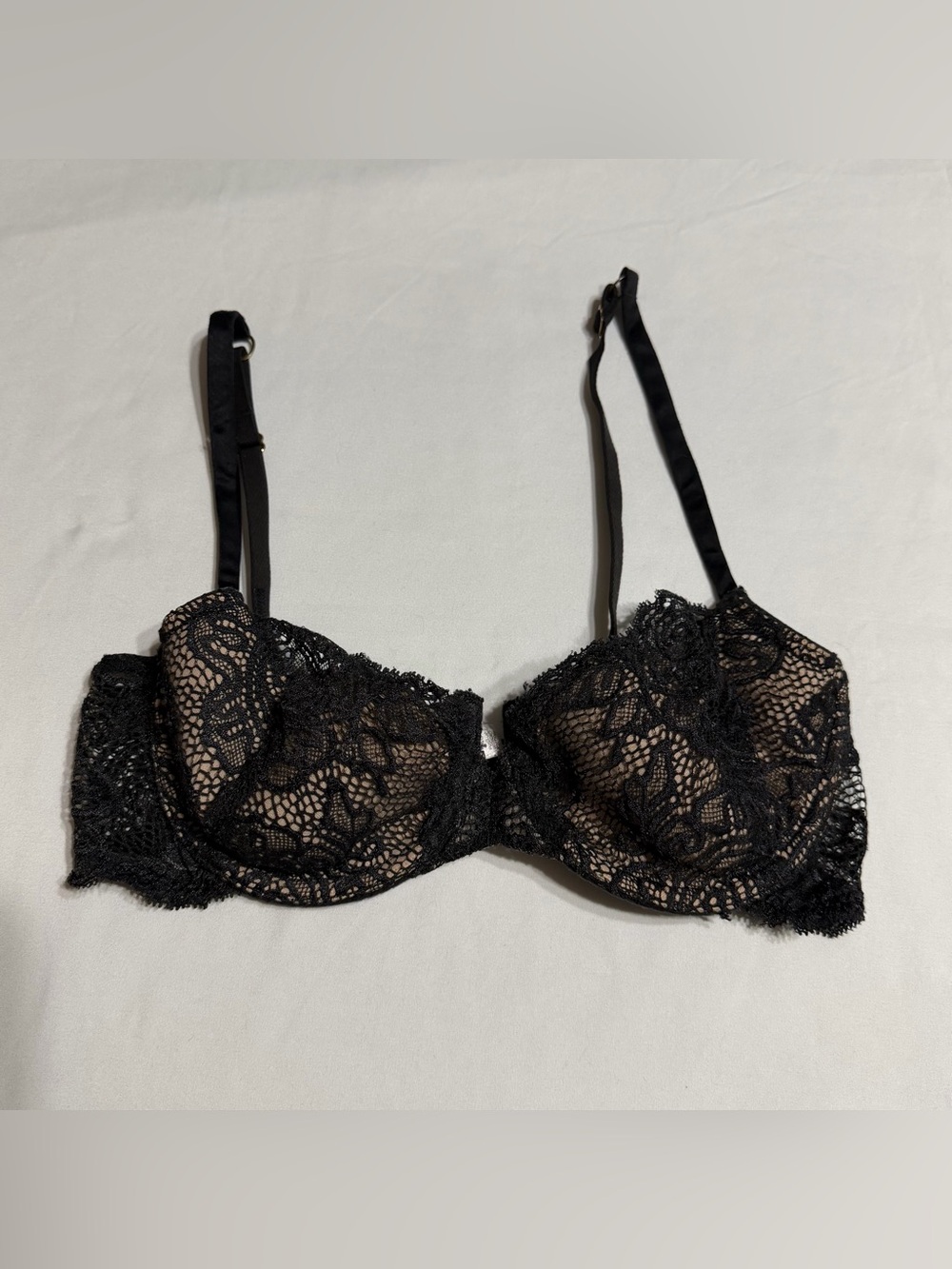 Victoria's Secret Very Sexy Black Lace Demi Bra Unlined Push-Up 34C